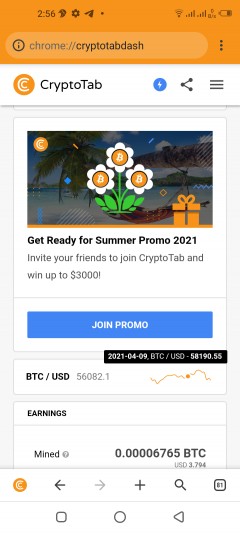 Earn $10  for every 3 signup while mining &  promoting crypto tab 
