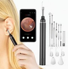 VITCOCO Ear Wax Remover Wireless Otoscope, 3mm WiFi Ear Wax Removal Endoscope, 5MP 1080P FHD Ear Scope Camera with 6 LED Lights, Portable Visual Ear Wax Cleaner Tool for iPhone Android Smartphone